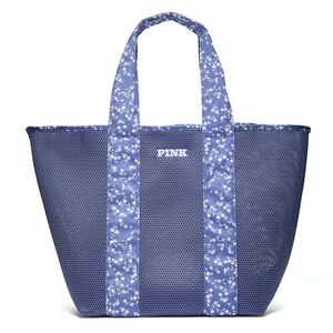 Victoria's Secret PINK blue floral mesh tote bag